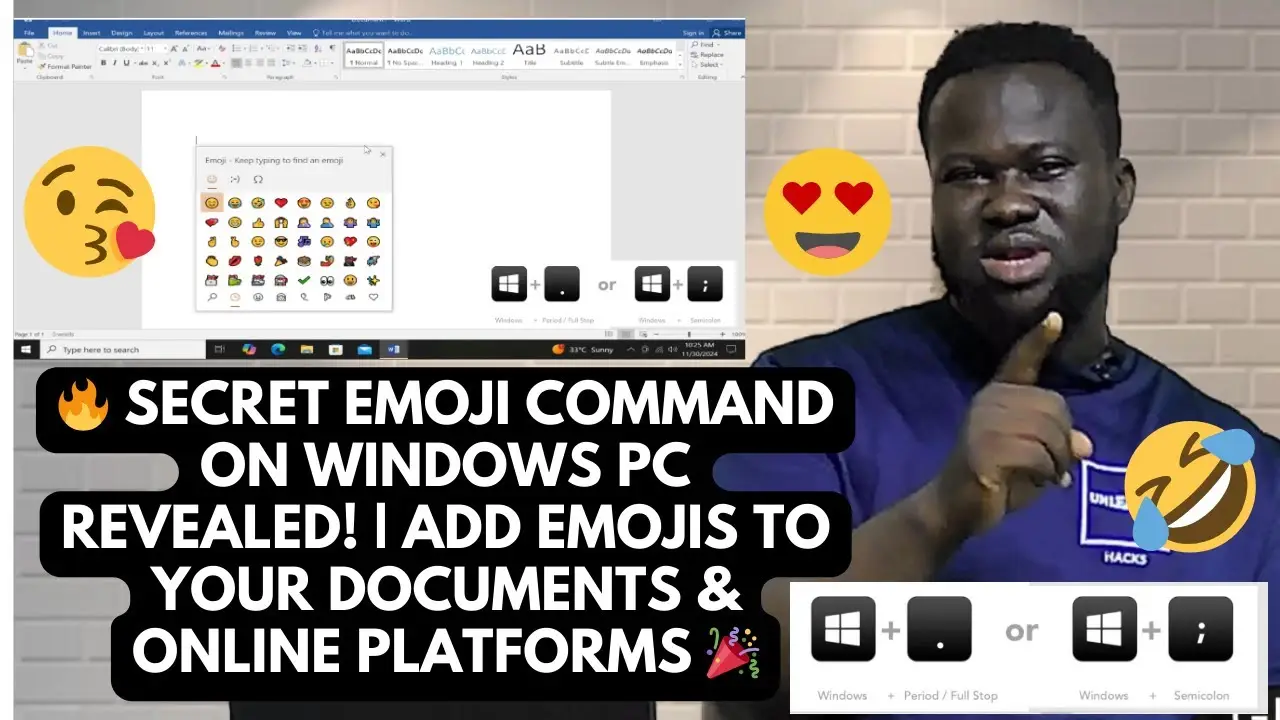 🔥 Secret Emoji Command on Windows PC REVEALED! | Add Emojis to Your Documents & Online Platforms 🎉