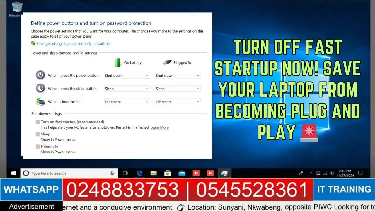 Turn Off Fast Startup NOW! Save Your Laptop from Becoming Plug and Play 🚨